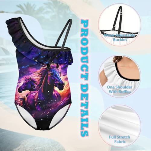 Jeiento Girls Swimsuits 1 Piece Animal Pattern Kids One Shoulder Ruffle Bathing Suit Sun Protection Child Beach Bathing Suits3