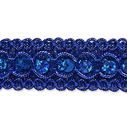 Expo International Trish Sequin Metallic Braid Trim Embellishment, 20-Yard, Royal Blue