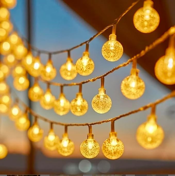 Image of Lexton 2 Meter 16 LED Crystal Ball String Light | Plug Sourced | for Indoor & Outdoor Decorations Diwali Christmas Home Decor (Warm White, Pack of 1)
