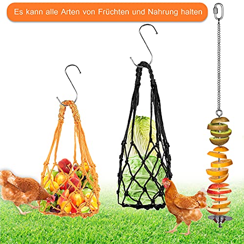 QUACOWW Hähnchen Obst und Gemüse Fütterungs Netzbeutel , 3 Stück Hähnchen Futterautomat, Edelstahl Feeder für Hähnchen… – Bild 4