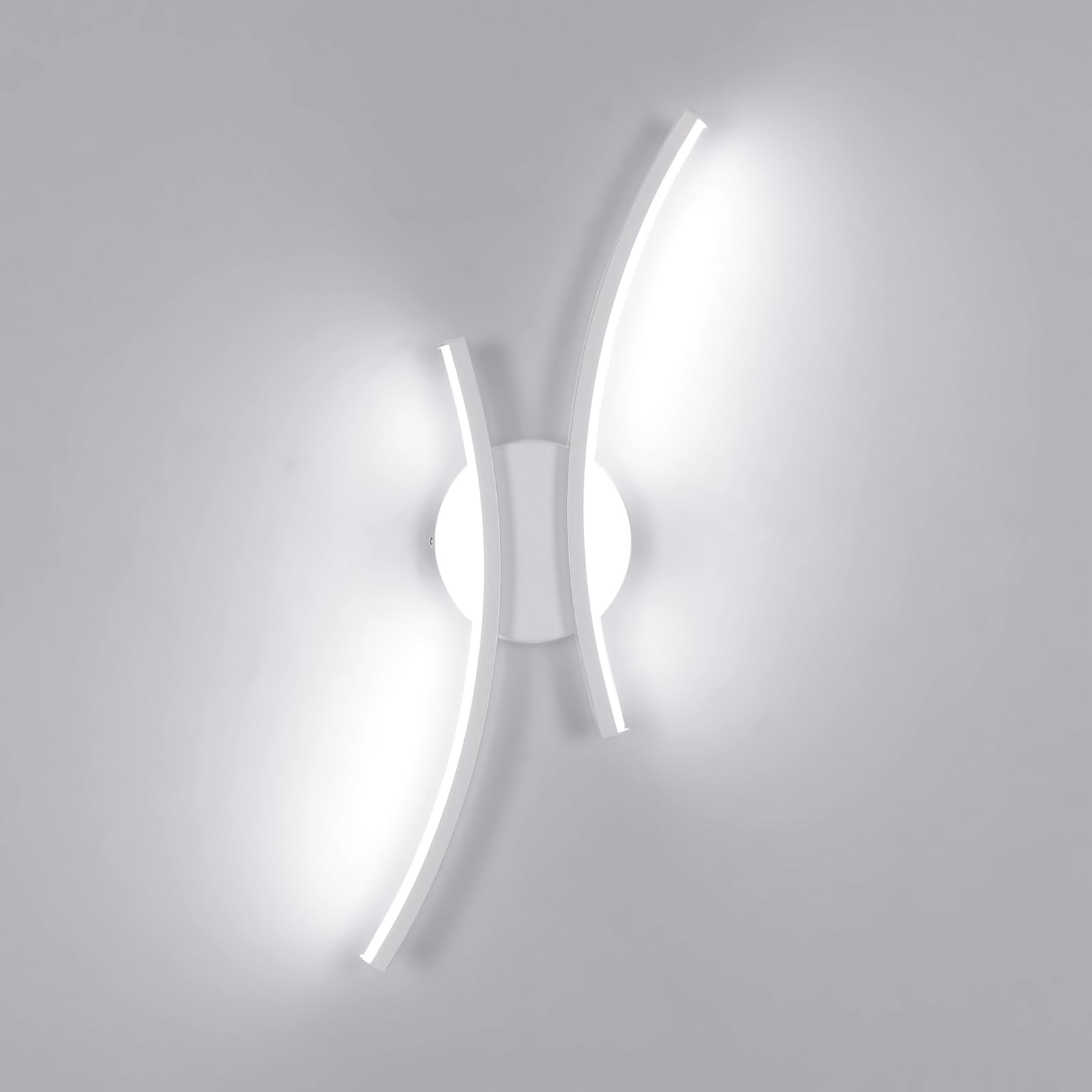 Mckalen Aplique de Pared LED Interior 20W 2250LM, Moderno Lámpara de Pared LED 44.5CM, Aluminio Luz LED de Pared Diseño Lineal para Dormitorio Sala de Estar Pasillo, Blanco Frío 6500K, Blanco