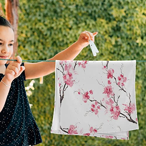 Shustary 2 Pack Cherry Blossom Hand Towels For Bathroom,Microfiber Soft Absorbent Spring Pink Floral Kitchen Dish Towels Decorative Watercolor Flower On White Bath Hand Towel For Face,Gym,Spa 14"X28" #TOP4