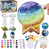 juguetes lunaplast 1 CAJA 2 JUEGOS DE PINTURA: ¡Disfruta pintando el juego de luces de luna y el juego de figuritas espaciales! El juego de manualidades incluye lámpara de luna, base de madera, 12 botes de pintura, 5 estampillas, 8 yeso, herramientas para moldear e instrucciones sobre cómo mezclar colores. Súper valor de la artesanía para colorear y el juego de arte con doble diversión.