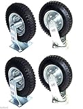 4pcs 8' AIR TIRE CASTER WHEEL 2 RIGID 2 SWIVEL H-D PNEUMATIC