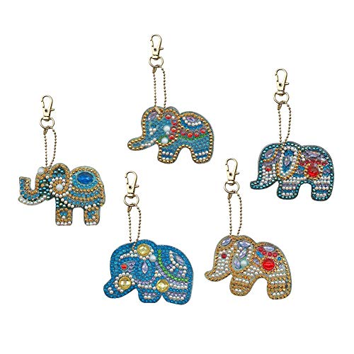 Preisvergleich Produktbild DIY Diamant Malerei Schlüsselanhänger - Full Drill Special Shaped Elephant Keyring Schlüsselanhänger - für Frauen Mädchen Tasche Handtasche Handtasche Telefon Charms Anhänger Geburtstagsgeschenk