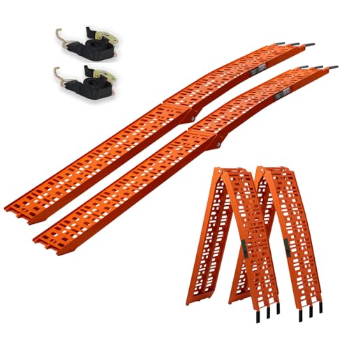 TRUTZHOLM 2 x Auffahrrampe klappbar 228 cm Traglast 680 kg Alu orange gelocht Motorradrampen Verladerampen