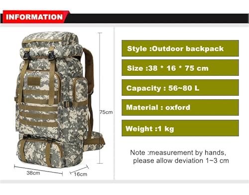 Mochila masculina feminina de grande capacidade de 80 litros, para caminhadas ao ar livre, mochila t