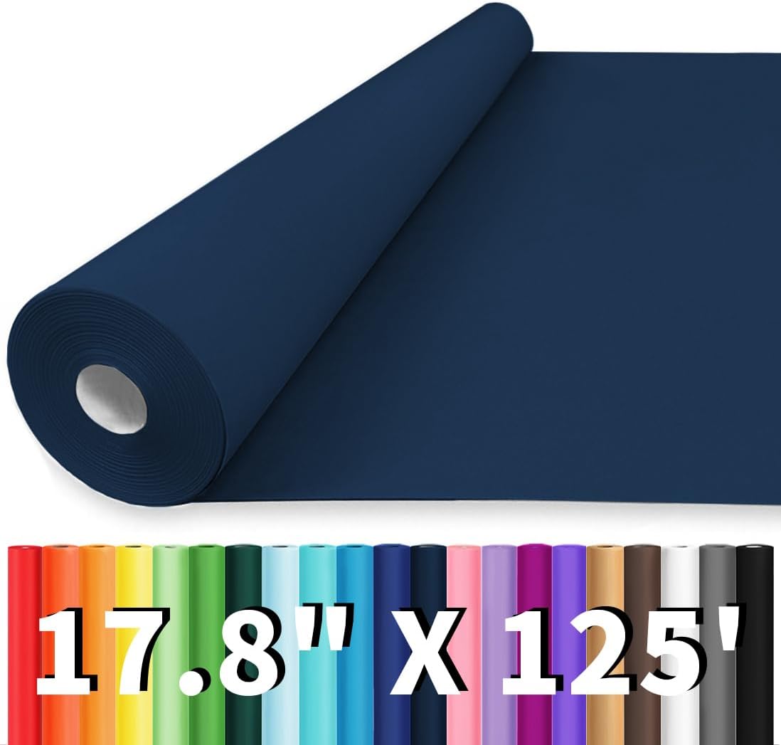 Vanhench 17.8"x1500" (125') Navy Blue Wrapping Paper, Solid Color Art Kraft Craft Paper for Birthday Gift Wrapping/Poster Bulletin Board, Floral Bouquet Flower Crafts Packing, Moving Supplies