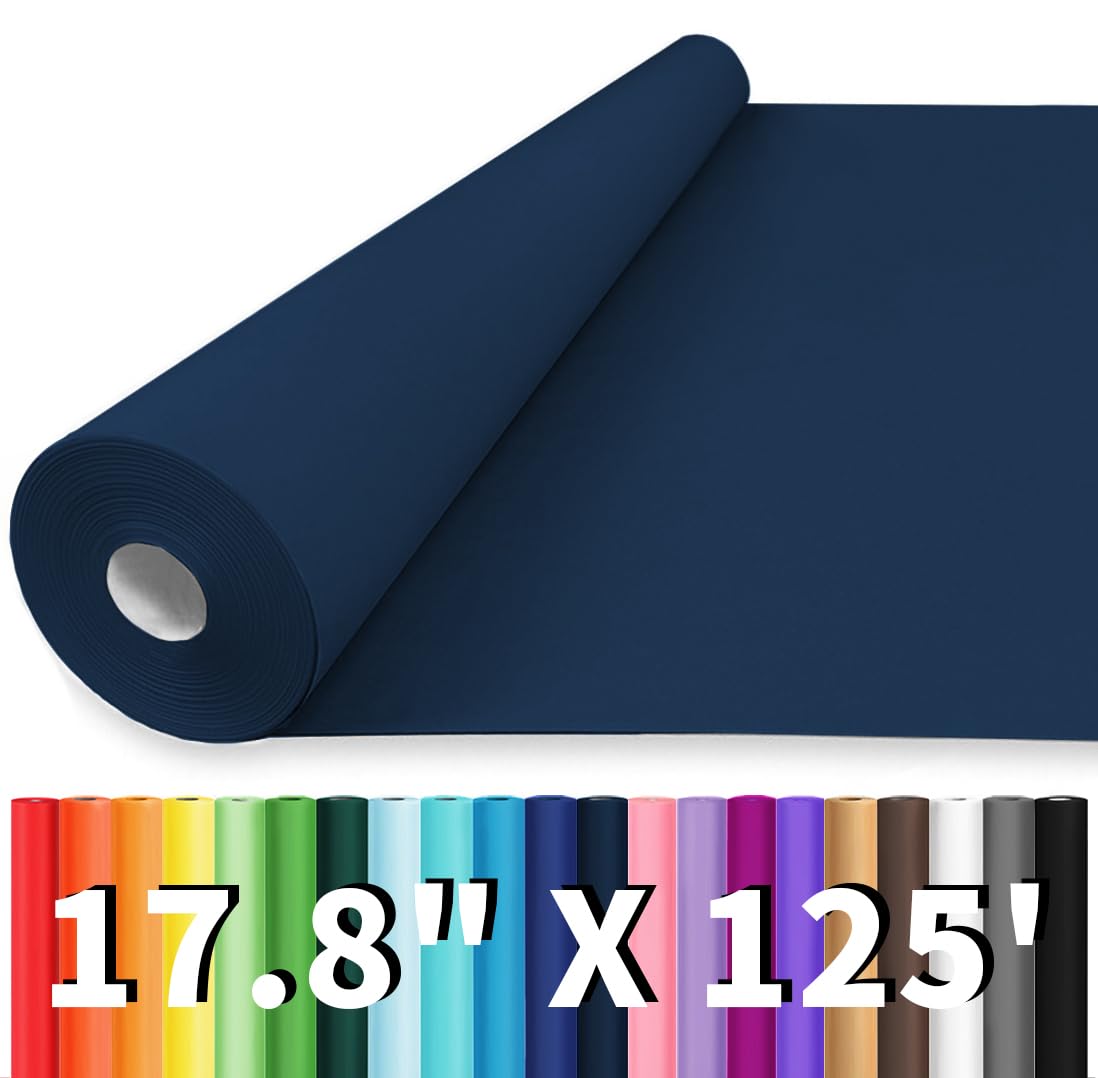 Vanhench 17.8"x1500" (125') Navy Blue Wrapping Paper, Solid Color Art Kraft Craft Paper for Birthday Gift Wrapping/Poster Bulletin Board, Floral Bouquet Flower Crafts Packing, Moving Supplies
