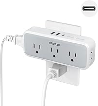 Multi Plug Outlet Extender, USB C Wall Charger, TESSAN Wall Plug Splitter with 5 Outlets and 3 USB, Electrical Power Expander with Surge Protector Spaced for Home Office Dorm Room