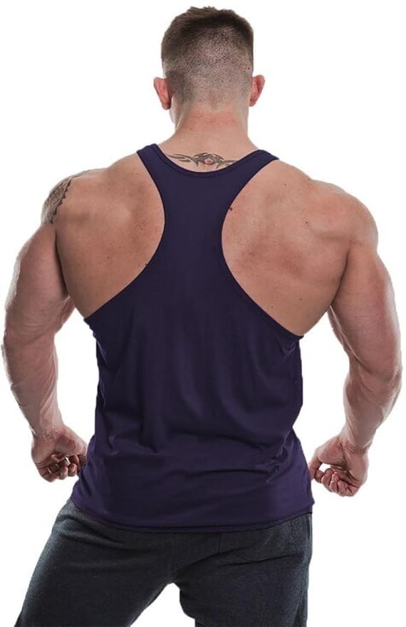 Image of Men's Summer Inner Vest Stringer Soild Round Neck Sleeveless Polyester Tshirt for Gym