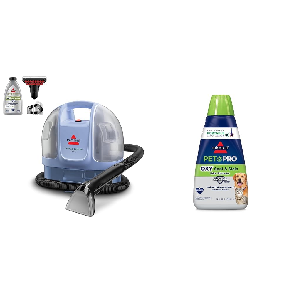 Little Green Mini Limited Edition Color Lake Blue, 4075F + BISSELL® PET PRO OXY Spot &amp; Stain Formula for Portable Carpet Cleaners, 32 oz., 2034