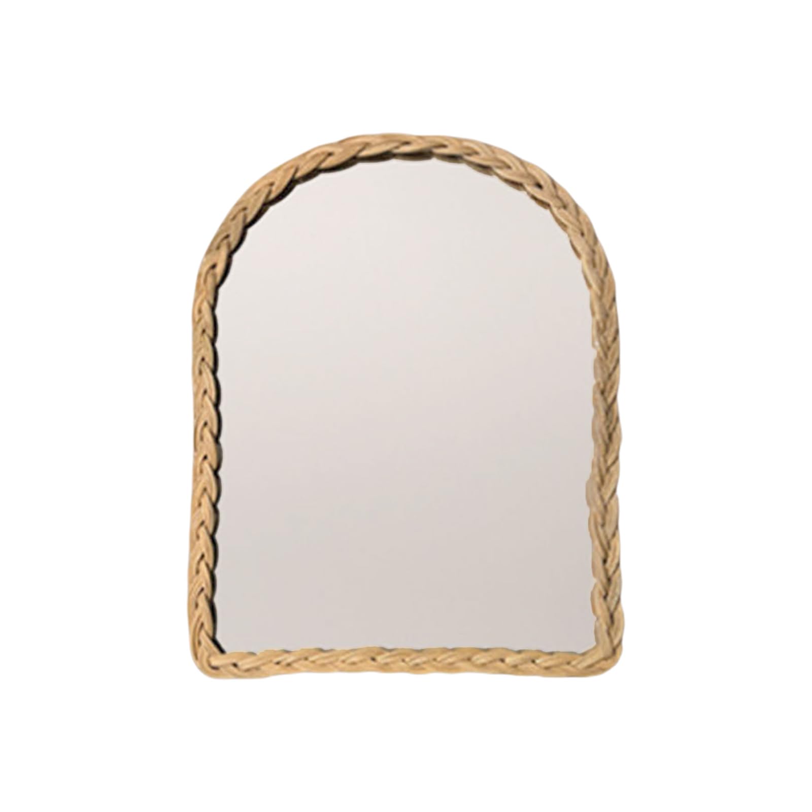 Xjdzineq Rattan Wall Mirrored Wooden Framed Farmhouses Arched Wood for Modern Decorative Bathroom Living Room Entryway Bedroom