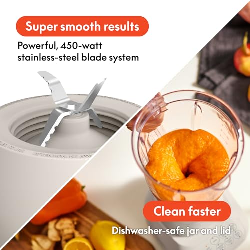 bella 10 Speed Countertop Blender, Juicer & Smoothie Maker, Fits-anywhere™ Kitchenware, Slim Flip & Store Design, Dishwasher Safe 48oz Capacity Pitcher & Lid, Stainless Steel Blade, 450 Watt, Oatmilk by BELLA - Used condition - Image 3