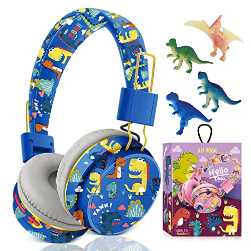 QearFun Cool Dinosaur Bluetooth Headphones, 85dB Safe Volume Limit, Wireless & 3.5mm Wired Headset with Mic, Bluetooth 5.2, Fast Charging,...