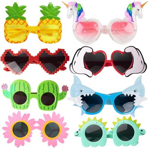 IhLux 8 Gafas de Sol de Fiesta, Divertidas Gafas Sol Hawaianas, Gafas de sol, Novedosas Adultos Niños cumpleaños Favores Playa Piscina Actividad de verano al aire libre