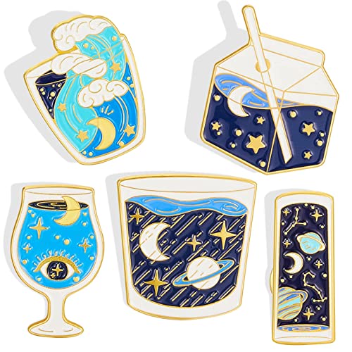 SYOSI 5 Pcs Enamel Pins Set Cute Solar System Laple Pin Novelty Starry Metallic Space Pins Cartoon Brooch Pin Badges for DIY Clothes Bag Hat Jacket Backpack Accessories Gifts