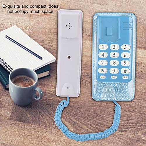 Analoges Telefon, Heimtelefone Mit Kabel, Haustelefon Mit elastischem Kabel, Festnetztelefone Wandmontage, Festnetztelefon-Verlängerung, Keine Anrufer-ID Telefon zu Hause für Hotelfamilie (Blue)