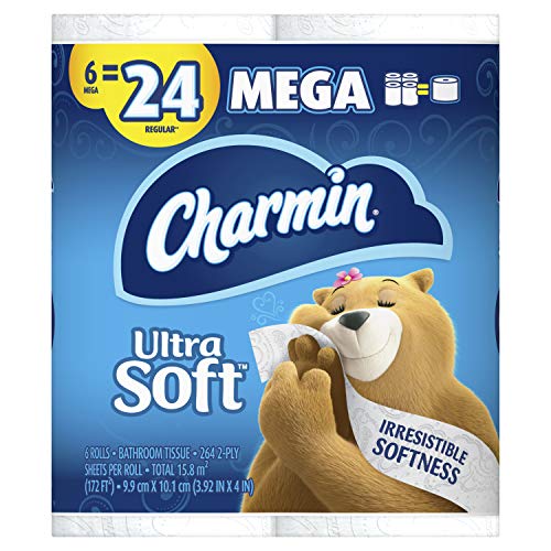 Charmin Ultra Soft Toilet Paper, 6 Mega Rolls = 24 Regular Rolls