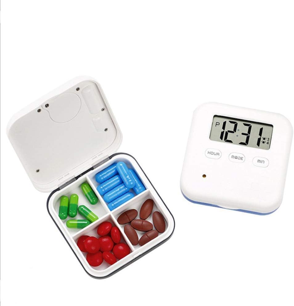 Hangang Pill Box 4 Compartment Intelligent Sealed Alarm Pill Box, Mini