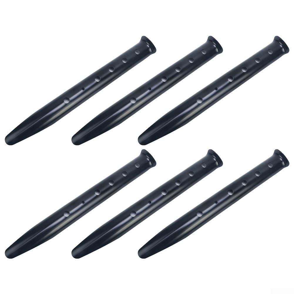 Sand Tent Pegs 6pcs Ushaped Aluminum Stakes for Snow and For Beach Camping Strong and Sturdy Outdoor Accessories (black)