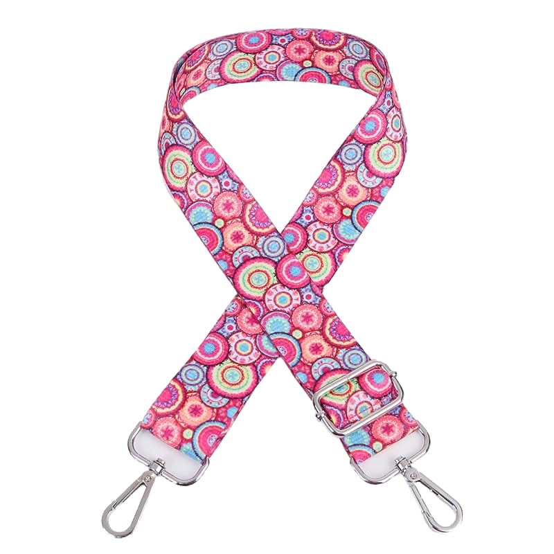 Längenverstellbarer Schultergurt für Taschen, 80-140cm 3.8cm Breit Taschengurt Bunt Muster Schulterriemen mit Karabiner Taschenriemen Mädchen DIY Taschenzubehör für Schultertasche und Handtaschen,#4