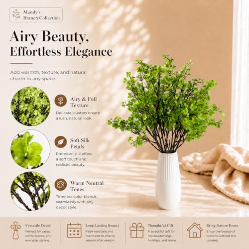 Image of Mandy's 6 Bundles Artificial Green Baby's Breath Flowers