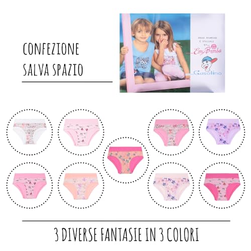 EMY Unterhosen für Mädchen, Baumwolle, 9 Stück, Blume, 3 Jahre