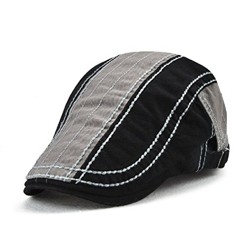 Men's Summer Fashion Vintage Cotton Visor Cap Beret Newsboy Hat Black