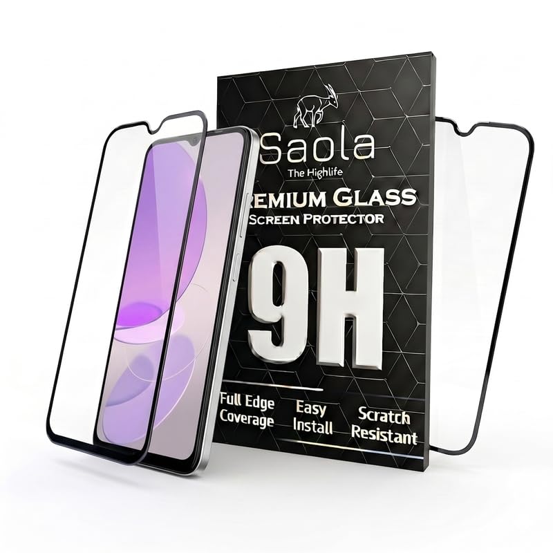 Image of Saola HD Clear Tempered Glass for itel S23 | High Strength 9H Protection, Smooth Touch, Full Coverage Screen Guard, 2-Step Installation Kit | Quick & Easy Application (Pack of 2)
