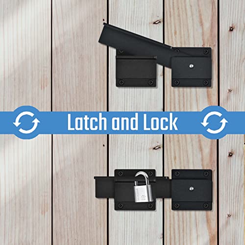 Steinwhale 1Pack Flip Gate Latch Lock With Padlock Hole, 3.5Mm Aluminum Alloy Door Latch For Outdoor Wooden Fence, Swing Open Gate, Double Gate, Barn Door, Shed, Vinyl Fence, Yard, Black #TOP2
