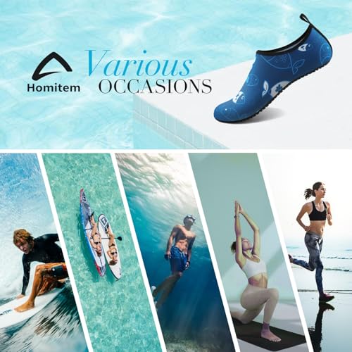Image of Homitem Water Shoes for Women Men Aqua Socks Swim Beach Pool River Slip-On Barefoot Quick-Dry Vacation Cruise Essentials Accessories for Yoga Kayak Sports