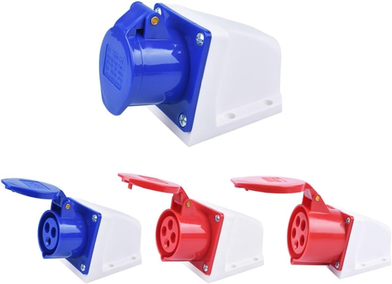 IP44 16A/32A Industrial Plug and Socket Waterproof Connector 3PIN 4PIN 5PIN Waterproof Electrical Connection Wall Mount Socket(Wall Mount Socket,32A-4P)