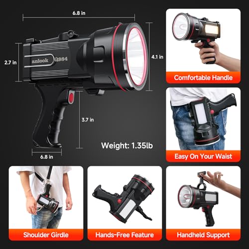 Rechargeable Spotlight Flashlight, Waterproof Outdoor Handheld Spot Light - image 3