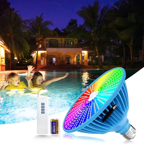 Pool Lights for Inground Pool, Led Pool Light Bulb, 120V 50W RGBW Color Changing Underwater Pool Light with Remote Control, E26 Replacement for Pentair Hayward Fixture, 650W Equivalent
