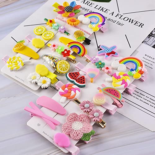 Image of Wazdorf 42 Pieces Girls Hair Pins with Clear Bag, Baby Clips Cute Cute Fruit Cartoon Animal Pin for Kids, Women, Girls Hair Accessories (multi)