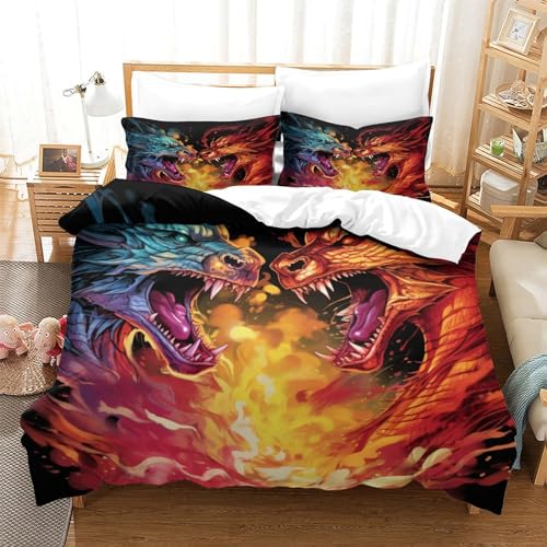 Funda nórdica de unicornio 3D edredón microfibra reversible animales legendarios cama 220x240 3