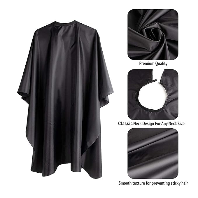 AARU MALL Barber Cape, Professional Barber Cape, Hair Cutting Capes for Home and Salon, Barber cape for Men, Women and Kids, (Black) 61" x 55" 3