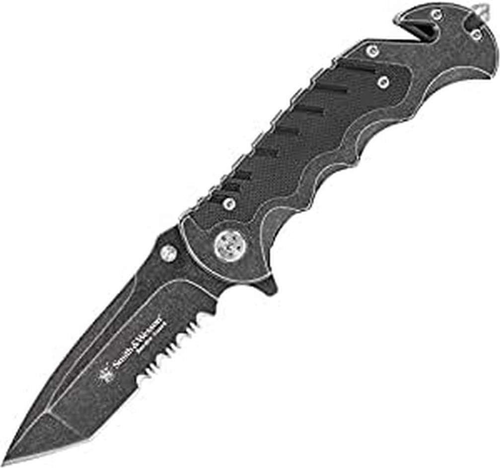 Smith & Wesson Benji 2.5in High Carbon S.S. Folding Keychain Knife with 1.75in Modified Tanto Blade and G10 Handle for Outdoor
