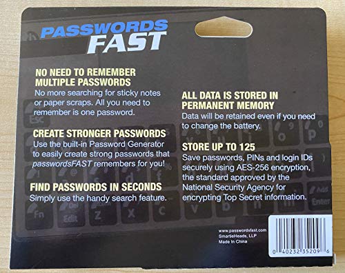 Passwordsfast Compact Offline Password Keeper (Encrypted) #TOP4