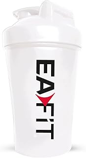 EAFIT - Shaker Protéine 400 ml Sans BPA avec Mélangeur en Acier, Gradué Anti-Fuite pour Whey Protein, Pre Workout, Creatine - Sport et Fitness - Blanc