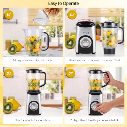 Image of iBELL Nutri Core 3Q Plus 600W Nutri Blender Mixer Grinder & Juicer with 3 Jars with Sipper Cap, 2 Year Warranty, 2-Speed & Pulse Function, Overheat Protection for Smoothies, Juices (Silver)