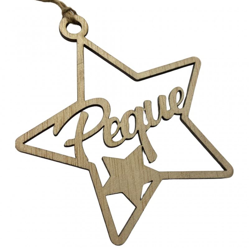Adorno Navidad Personalizado Estrella con Nombre - Bola de Madera Personalizada