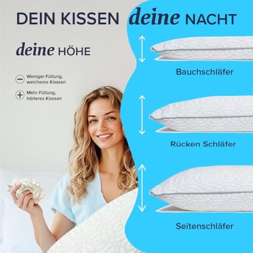 Kopfkissen 40x80 cm – Verstellbares Memory Foam Nackenkissen – Ergonomisch, druckentlastend &...