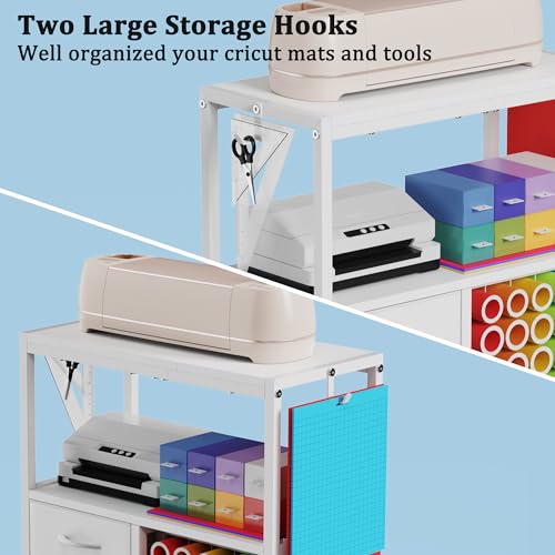 Image of 30 Vinyl Roll Holders for Cricut Cart, Rolling Craft Cart with 3 Fabric Drawer, Craft Organization and Storage Compatible with Cricut Maker Machine, Crafting Table Workstation, White, Patent Pending