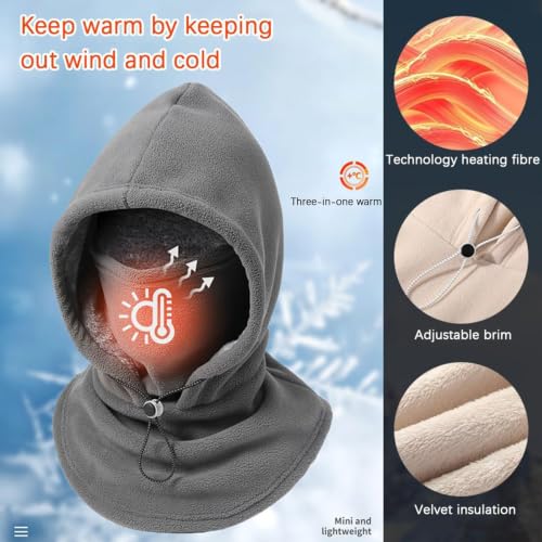 3 in 1 Winter Hood Fleece Double Layer Integrated Hat for Men and Women - image 4