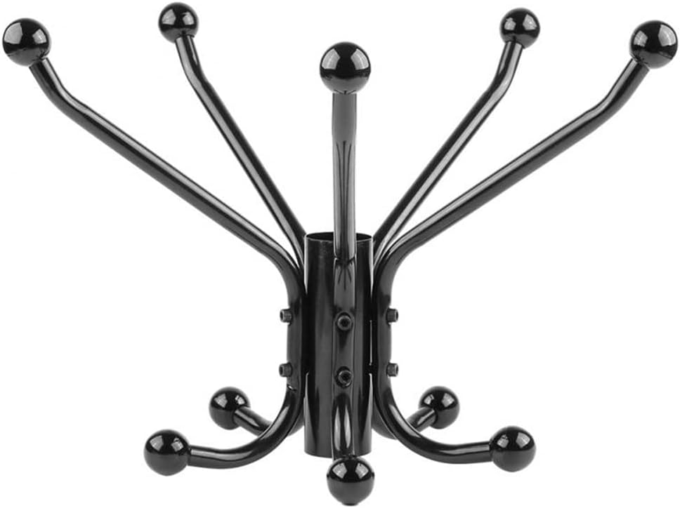 Black Fixed Hall Standing Coat Rack with Umbrella Rack Tree Hat Hanger