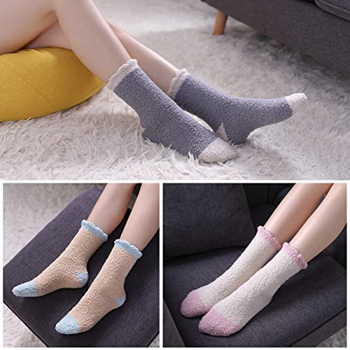 Image of MQELONG Womens Super Soft Fuzzy Cozy Home Sleeping Socks Microfiber Winter Warm Slipper Socks