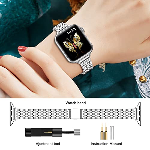 Image of MioHHR Slim Metal Band Compatible with Apple Watch Bands 49 /46 /45 /44 /42mm