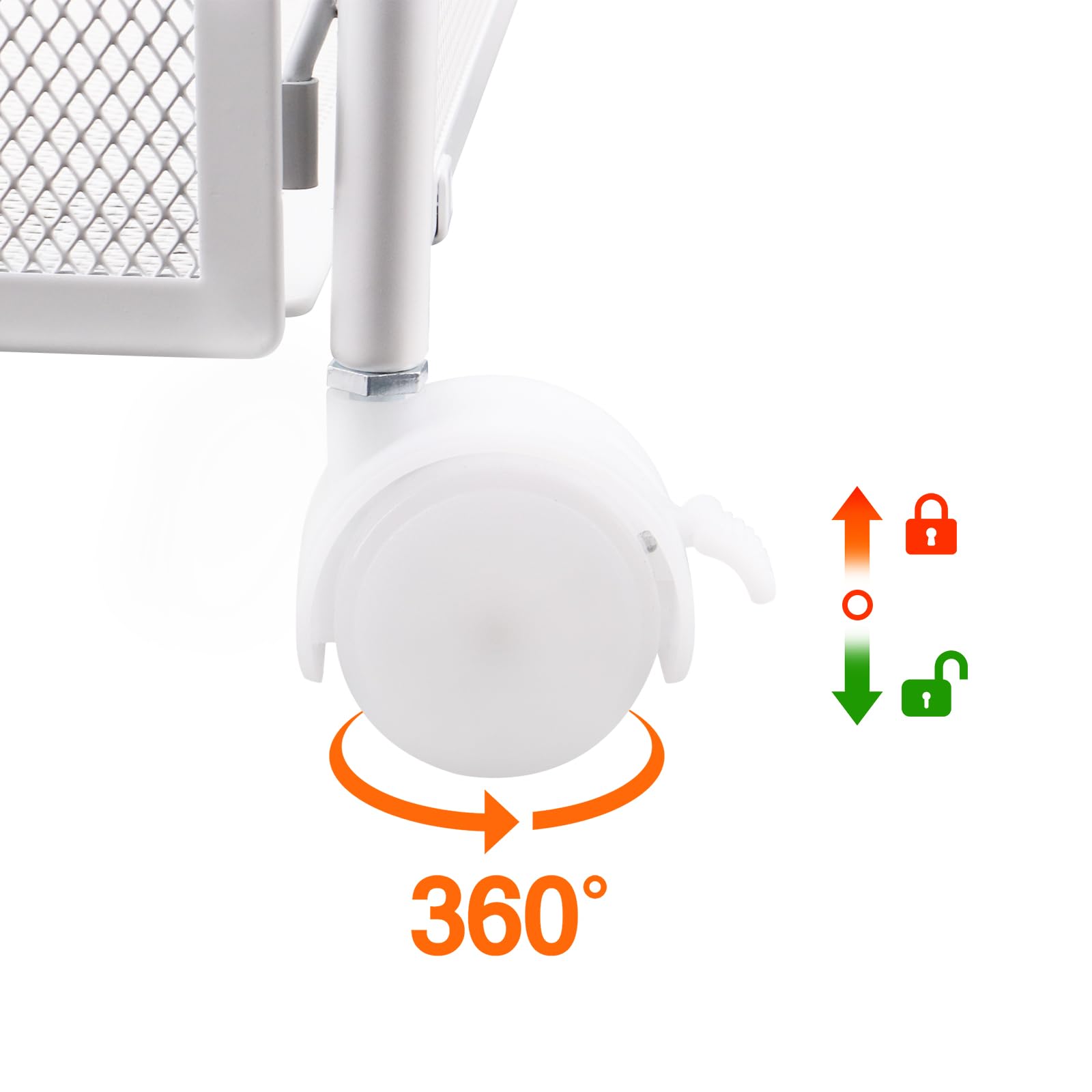 HUOLE Cassetto sotto-letto-pieghevole in metallo, vassoio portaoggetti sotto il letto, rotella, montaggio senza attrezzi, per camera da letto, soggiorno (60 * 40 * 17 cm-bianco-2 pezzi)